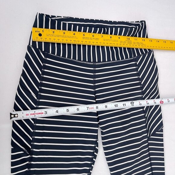 Athleta Contender High Rise 7/8 Tight Leggings Pants Striped Blue White Women XS - Picture 9 of 12